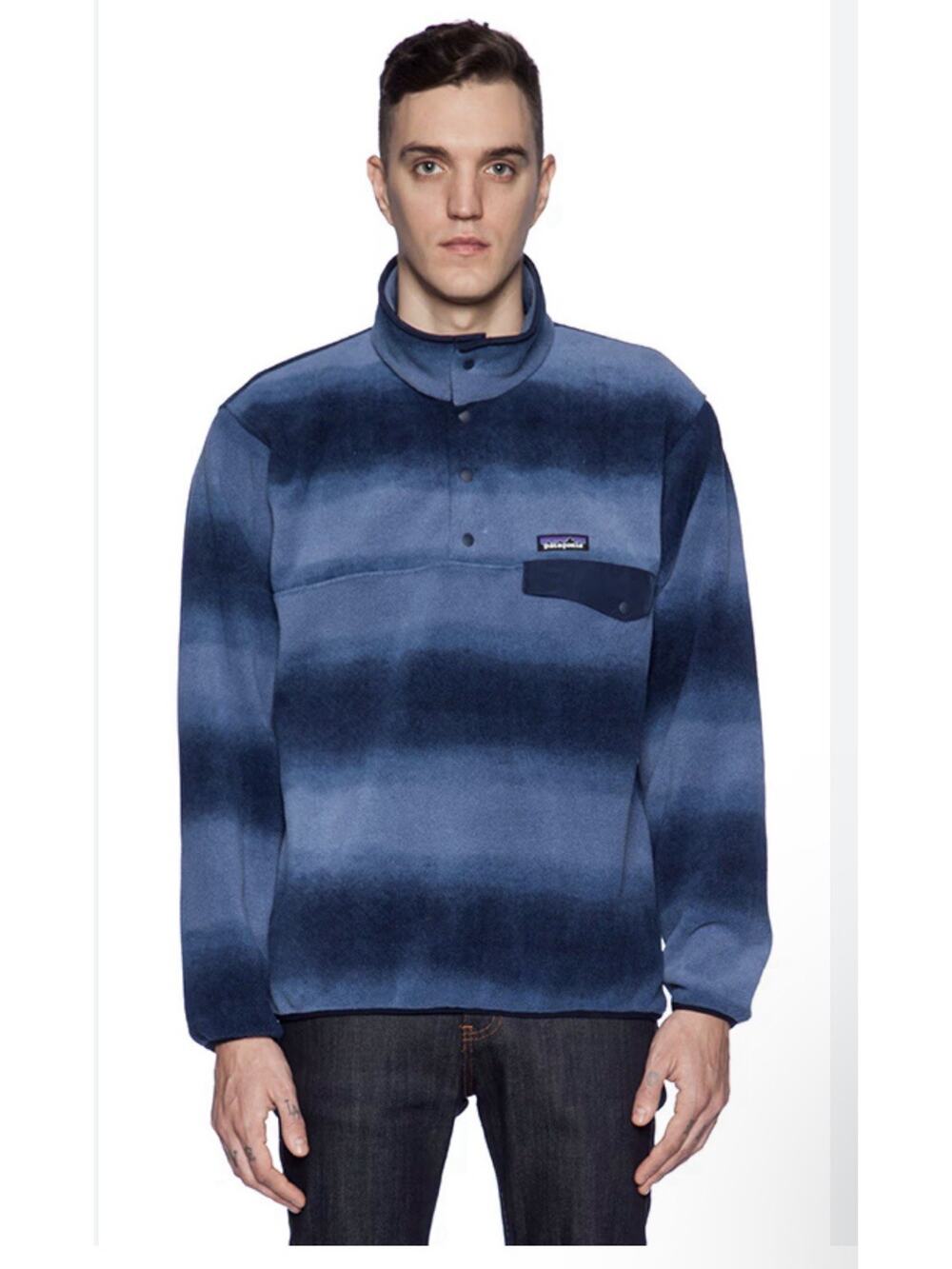 2015 Patagonia Printed Synchilla Snap-T Hand Dipped Navy Size XS Sweater